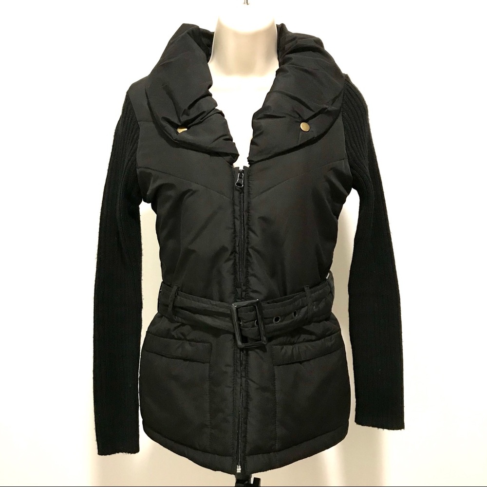 JJ Basics Jacket Sweater Sleeve Puffy Bodice Sz S